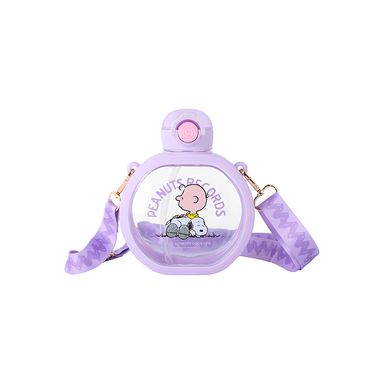 Tomatodo de plástico con correa y tapa abatible automatica 710 ml purpura serie snoopy -  Snoopy