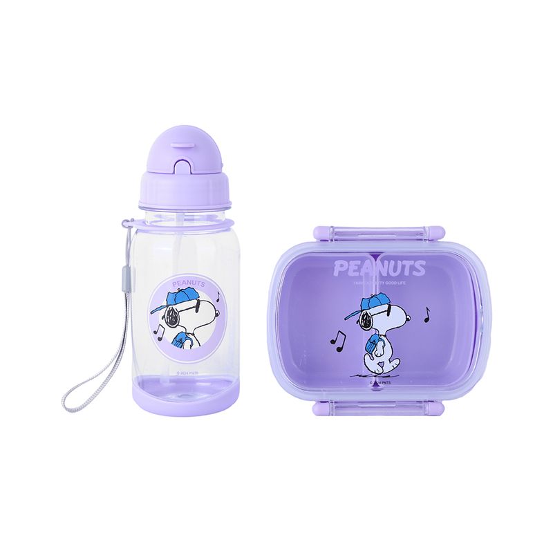 Taper-bento-box-y-botella-de-agua-vida-colorida-serie-snoopy-color-morado-Snoopy-1-22932