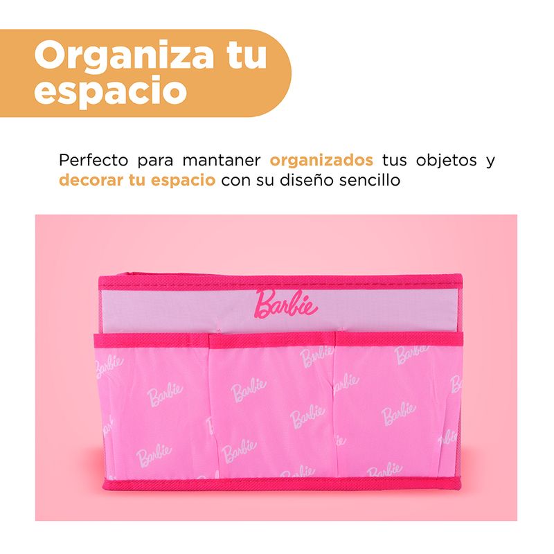 Organizador-de-tela-barbie-collection-con-3-bolsillos-laterales-rosa-24x24cm-Barbie-4-17276