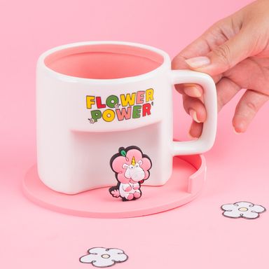 Taza de cerámica con posavasos de dibujos animados de la colección daisy minions 450 ml rosa -  Minions