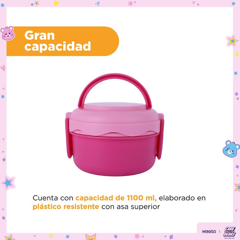 Taper-para-alimentos-lonchera-redonda-de-doble-capa-de-la-colecci-n-care-bears-1100-ml-rosa-Care-Bears-4-22834