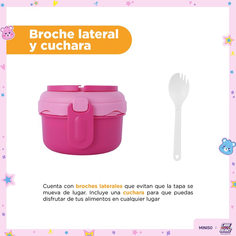 Taper-para-alimentos-lonchera-redonda-de-doble-capa-de-la-colecci-n-care-bears-1100-ml-rosa-Care-Bears-5-22834