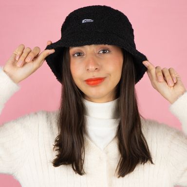 Sombrero de cubo miniso peluche negro -  Miniso