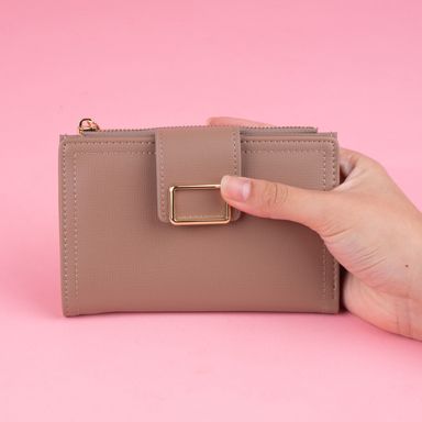 Cartera para mujer mediana miniso hebilla cuadrada khaki -  Miniso