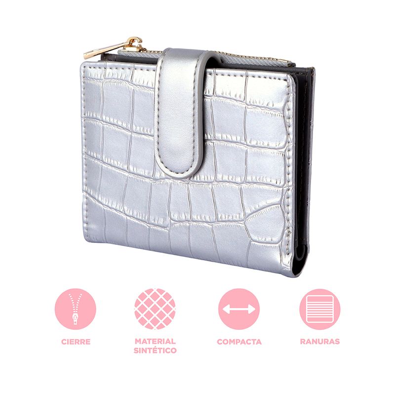 Cartera-de-moda-corta-para-mujer-tipo-piel-de-cocodrilo-plateado-Miniso-4-22988