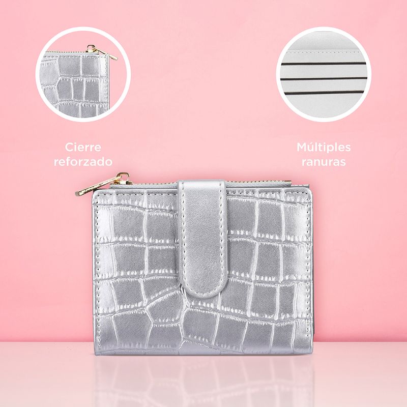 Cartera-de-moda-corta-para-mujer-tipo-piel-de-cocodrilo-plateado-Miniso-6-22988