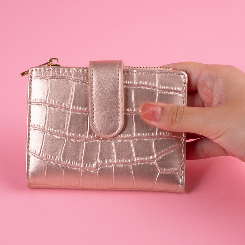 Cartera-de-moda-corta-para-mujer-tipo-piel-de-cocodrilo-oro-rosado-Miniso-2-22990