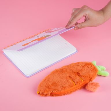 Cuaderno con alambre a5 80 hojas con estuche de felpa pdq 14.2x21cm serie easter 2023 -  Miniso