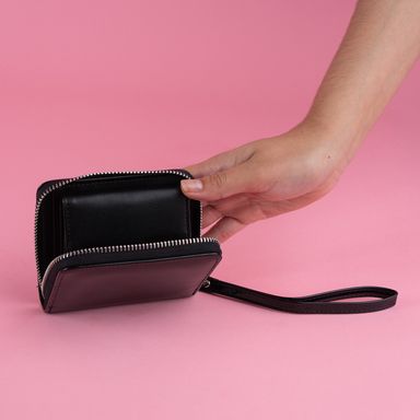Cartera corta para mujer miniso tipo charol negro -  Miniso
