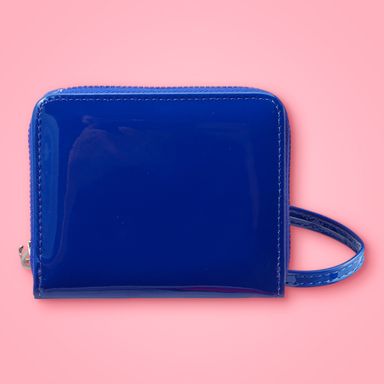 Cartera corta para mujer miniso tipo charol azul -  Miniso