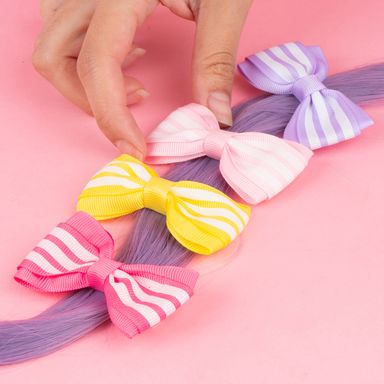 Set de broches para cabello miniso serie macaron moños rayas 4 pzas -  Miniso