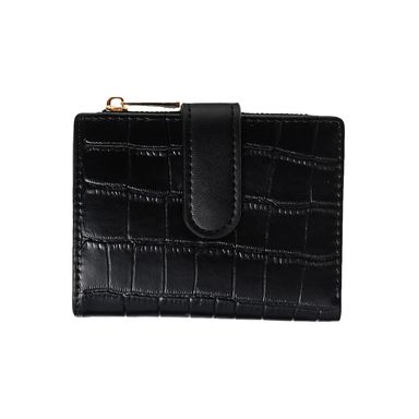 Cartera de moda corta para mujer tipo piel de cocodrilo negro -  Miniso