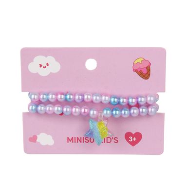 Set de pulseras miniso serie fairy tale cuentas aperladas color pastel y dije de estrella 2 pzas -  Miniso