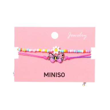 Set de pulseras miniso serie colorful butterfly cuentas de colores y dije de mariposa 2 pzas -  Miniso