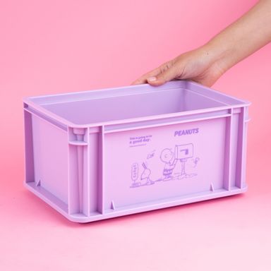 Organizador de plástico de almacenamiento grande apilable sin tapa purpura serie snoopy -  Snoopy
