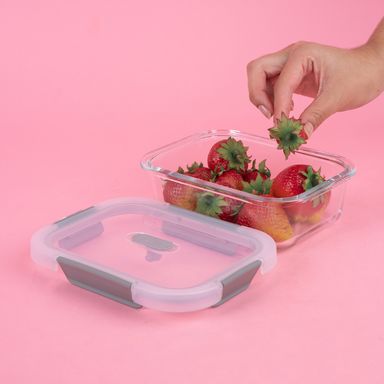 Taper de alimentos de vidrio 640 ml gris -  Miniso