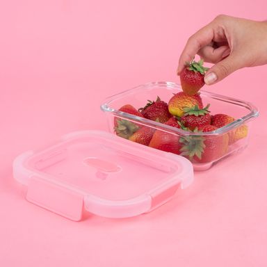 Taper de alimentos de vidrio 640 ml rosa -  Miniso