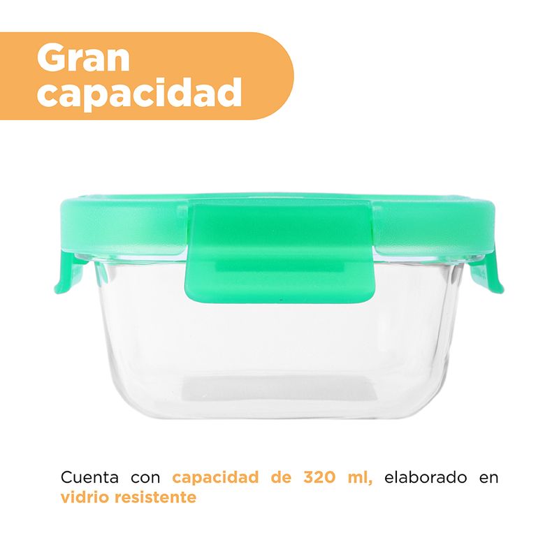 Taper-cuadrado-para-alimentos-serie-rainbow-320-ml-verde-Miniso-5-23437