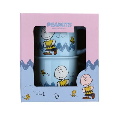 Taza de cerámica con cuchara 390 ml 2 piezas color azul serie snoopy -  Snoopy