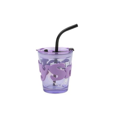 Vaso de vidrio con funda y sorbete 300 ml serie snoopy color morado -  Snoopy