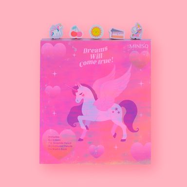 Set 5 lapices bloc de notas de 50 hojas pdq serie fantasy unicorn -  Miniso