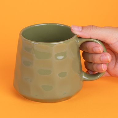 Taza con relieve de color solido 360 ml verde militar -  Miniso