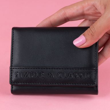 Cartera con botón para mujer miniso letras en relieve negro -  Miniso