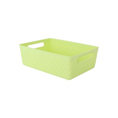 Organizador de plástico con correas de imitación de ratan version corta verde 24cm lima -  Miniso