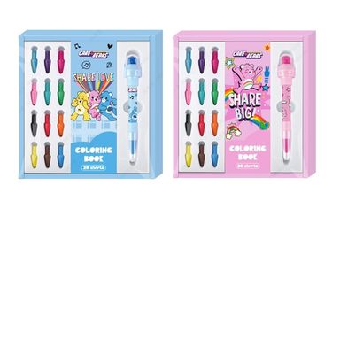 Set de escritorio sello y lapicero de burbujas, 12 colores, libro 16.7cm serie care bears -  Care Bears