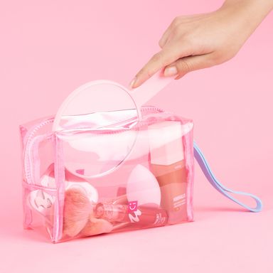 Cosmetiquera miniso serie clear plastic rectangular rosa -  Miniso