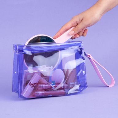 Cosmetiquera miniso serie clear plastic triangular morado -  Miniso
