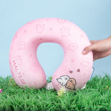 Almohada de viaje de espuma viscoelástica rosa serie maltese -  Maltese