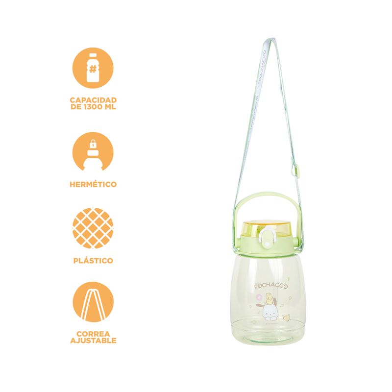 Botella-de-pl-stico-con-correa-1300ml-pochacco-serie-sanrio-verde-Sanrio-4-23930