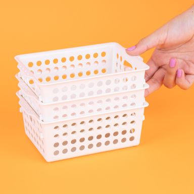 Organizador de plástico de almacenamiento 3 piezas blanco 16.6*11.5*12.5cm -  Miniso