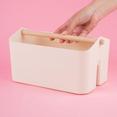 Organizador de plástico mori girl con mango de madera l beige -  Miniso