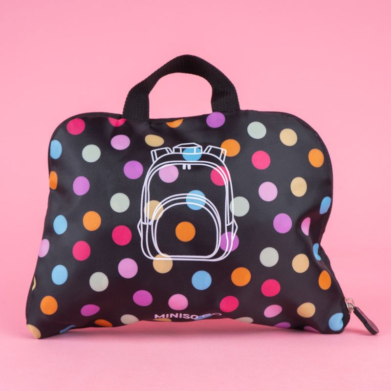 Organizador-de-viaje-mochila-escolar-plegable-serie-dots-negro-Miniso-3-24234