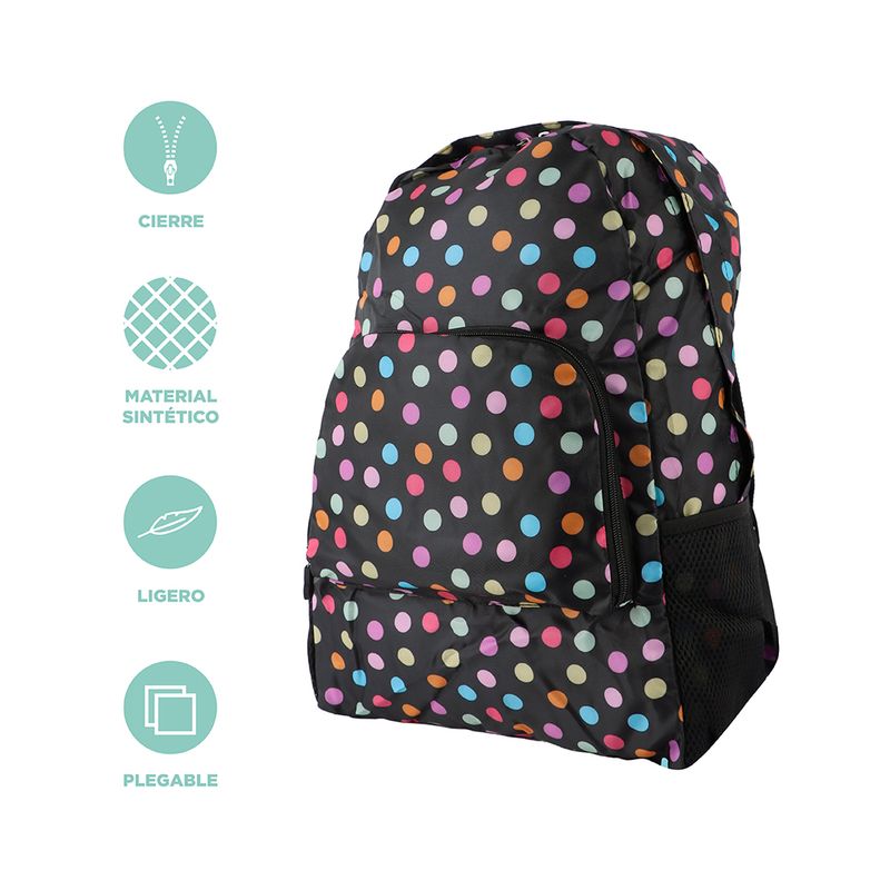 Organizador-de-viaje-mochila-escolar-plegable-serie-dots-negro-Miniso-4-24234