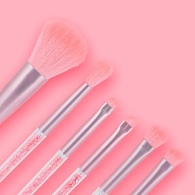 Brochas de maquillaje con bolsa con cremallera 6 piezas rosa -  Miniso
