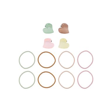 Set de accesorios para cabello miniso serie pink series corazones mix de colores 12 pzas. -  Miniso