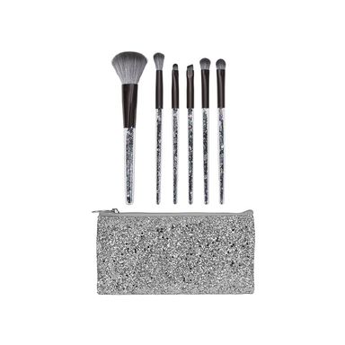 Brochas de maquillaje con bolsa con cremallera 6 piezas gris -  Miniso