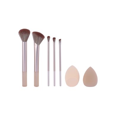 Brocha de maquillaje y esponja de maquillaje 7 piezas doradas -  Miniso