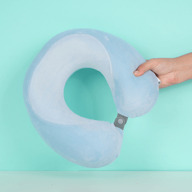 Almohada de viaje en forma de u de espuma viscoelástica de dos colores azul -  Miniso