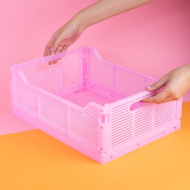 Organizador de plástico plegable serie rayas l rosa -  Miniso