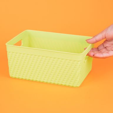 Organizador de plástico con correas de ratan de imitación versión alta s verde 21.3cm lima -  Miniso