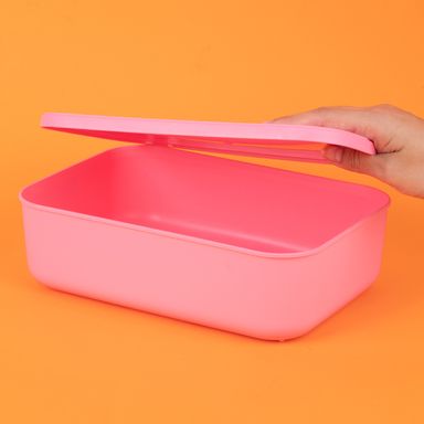 Organizador de plástico con tapa serie rainbow s rosa -  Miniso