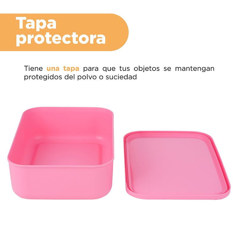 Organizador-de-pl-stico-con-tapa-serie-rainbow-s-rosa-Miniso-6-24086
