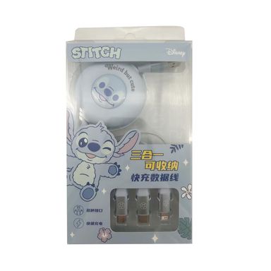 Cable de carga rápida y datos lightning tres en uno disney furry season stitch -  Disney