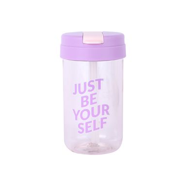 Vaso de plástico con tapa abatible serie letter 500 ml rosa -  Miniso