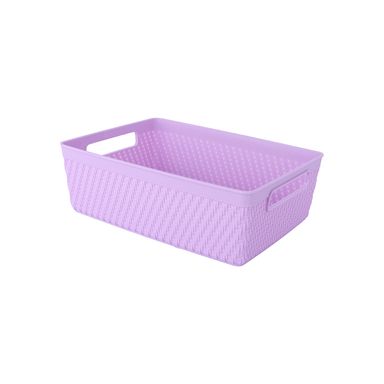 Organizador de plástico con correas de imitación de ratan versión corta púrpura 24cm lila -  Miniso