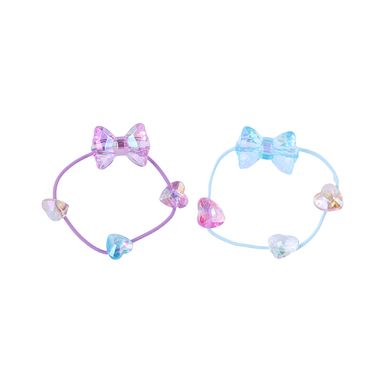 Set de ligas para cabello moños y corazones holográficos 2 pzas. -  Miniso